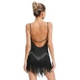 thumbnail image 4 of Rswnyirn Robe Latine en Strass pour Femmes Costume de Bal à Franges Salsa de Danse Tango Justaucorps Noir S, 4 of 6