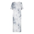 thumbnail image 4 of Soldes Aujourd'hui Liquidation Iumwxz Pyjamas Décontractés Fluides Tenues d'Été pour Femmes Teinture sur Nœuds Graphique Col Rond Manches Courtes Taille Élastique Pantalons Raccourcis Ensembles pour Vacances, 4 of 6