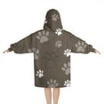 thumbnail image 2 of Brown Dog Paw Footprint Blanket Hoodies for Kids 6-13YR Oversize Wearable Blanket Hoodies for Boys Girls Teens, 2 of 7