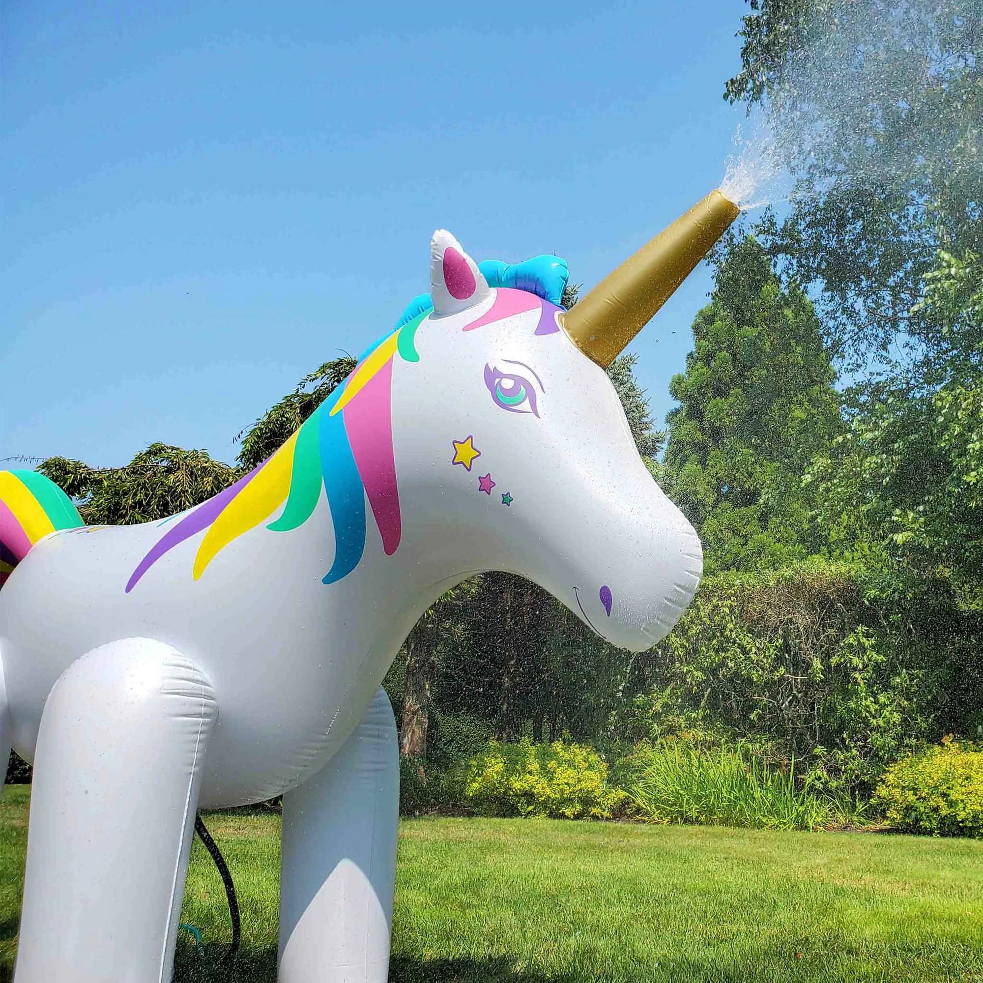 Swimline Rainbow Unicorn Outdoor Inflatable Lawn Sprinkler - 6'