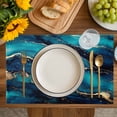 thumbnail image 4 of Blue Black Marble Placemats Set of 4, Modern Golden Abstract Aesthetic Placemats for Dining Table, Place Mats for Kitchen Tabletop, Waterproof Wipeable Dining Table Mats Set, 4 of 9