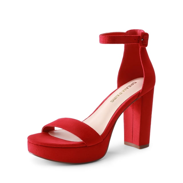 Sandalia DREAM PAIRS DWUMHS2508 Plataforma 2.5 cm Tacón 10 cm Rojo
