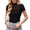 Black, variant on Trendfront Womens Summer 2026 High Neck Short Sleeve Tops Solid Color Plain Sheer Style Tees Y2K Fashion Apparel Wear T-Shirts