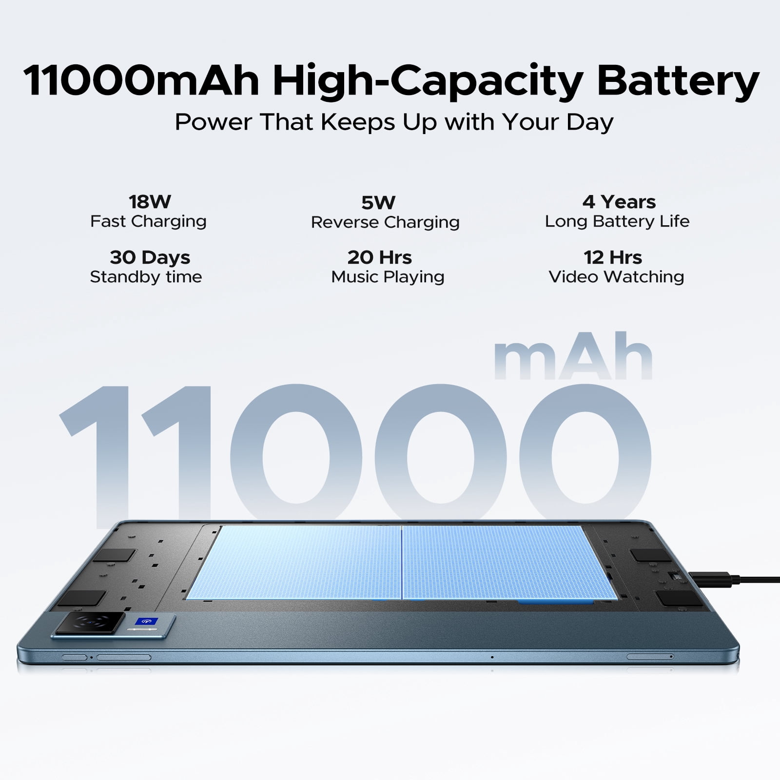 Doogee U13 Tablet with Gemini AI, 13 inch Android 16 Tablet, 11000mAh Battery, 32GB+256GB, 2.2Ghz Octa-Core Processor, FHD+90Hz Display Gaming Tablets, 13MP+8MP,7.9mm Ultra-Thin Body,Face Unlock