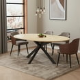 thumbnail image 2 of 59-Inch Extendable Round Dining Table for Dining Room, 4-6 People Mid Century Modern Expandable Kitchen Dinner Tables with Oval Wood Top and Industrial Metal Frame for Home, Small Space, Light Oak, 2 of 7