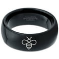 thumbnail image 2 of Tungsten Bee Flying Insect Bug Wasps Beeswax Band Ring 8mm Men Women Comfort Fit Black Dome Polished, 2 of 4