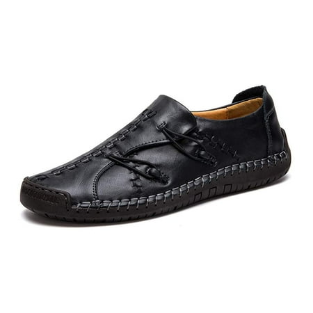Mens Casual Loafers Driving Shoes Sneakers Walking Leather Slip on Penny Classic Moccasins Business Office (Black 9.5-10 M US