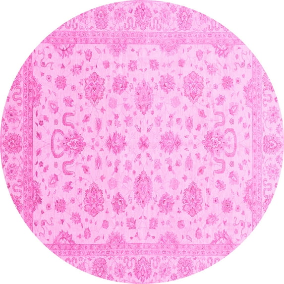 Ahgly Company Indoor Round Oriental Pink Traditional Area Rugs, 8' Round