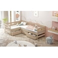 thumbnail image 4 of Twin Size L-shaped Platform Bed with Three Storage Drawers, Natural, 4 of 6