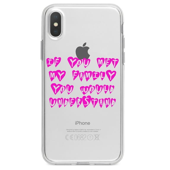 DistinctInk Clear Shockproof Hybrid Case for iPhone XS Max (6.5" Screen) - TPU Bumper Acrylic Back Tempered Glass Screen Protector - If You Met My Family You Would Understand