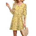 thumbnail image 3 of WIHOLL Flowy Dresses for Women Cute Floral Print 3/4 Length Sleeve Midi Dress Lightweight Casual Beach Vacation Sundresses with Pockets, 3 of 9