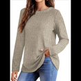 thumbnail image 2 of Camisas de Larga para Mujer, Blusas Holgadas de Cuello Redondo, Elegantes, Informales, para Otoño e Invierno. Albaricoque XL, 2 of 5