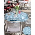 thumbnail image 6 of Outdoor Tablecloth with Umbrella Hole Zipper Light Blue White Flowers Round Tablecloth 54" Waterproof Outside Table Cloth Rustic Vintage Botanical Leaves Patio Table Cover Tablecloths for Picnic, 6 of 8