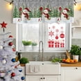 thumbnail image 5 of Grey Green Snowman Christmas Curtain Valances for Windows, Kitchen Valance Window Treatments Panel 2 Pack, Xmas Tree Snowflake Winter Rod Pocket Short Curtains for Bathroom Bedroom 60 x 18 Inch, 5 of 8