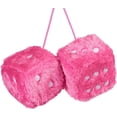 thumbnail image 3 of Car Hanging Furry Dice,Happon Car Rear View Mirror Ornament, Couple Fuzzy Plush Dice with Dots, Mirror Hanging Plush Dice for Car Interior Ornament Decoration(Pink), 3 of 7