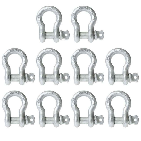 5/8" Galvanized Screw Pin Anchor Shackle - 3.25 Ton - 10 Pack