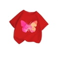 thumbnail image 4 of WMQPNNS Girls Summer Tops Casual Short Sleeve T-Shirts Kids Clothes Size 10 Crewneck Cotton T Shirt Printed Casual Loose Tunic Shirt Printed Tops(Size 11-12 Years, a-Red), 4 of 4