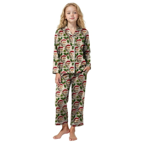 Gubotare Kids Plaid Christmas Pajamas Girls Little Big Girls Pajamas Long Sleeve PJs Pajamas Size 11-12 (Khaki,11-12 Years)