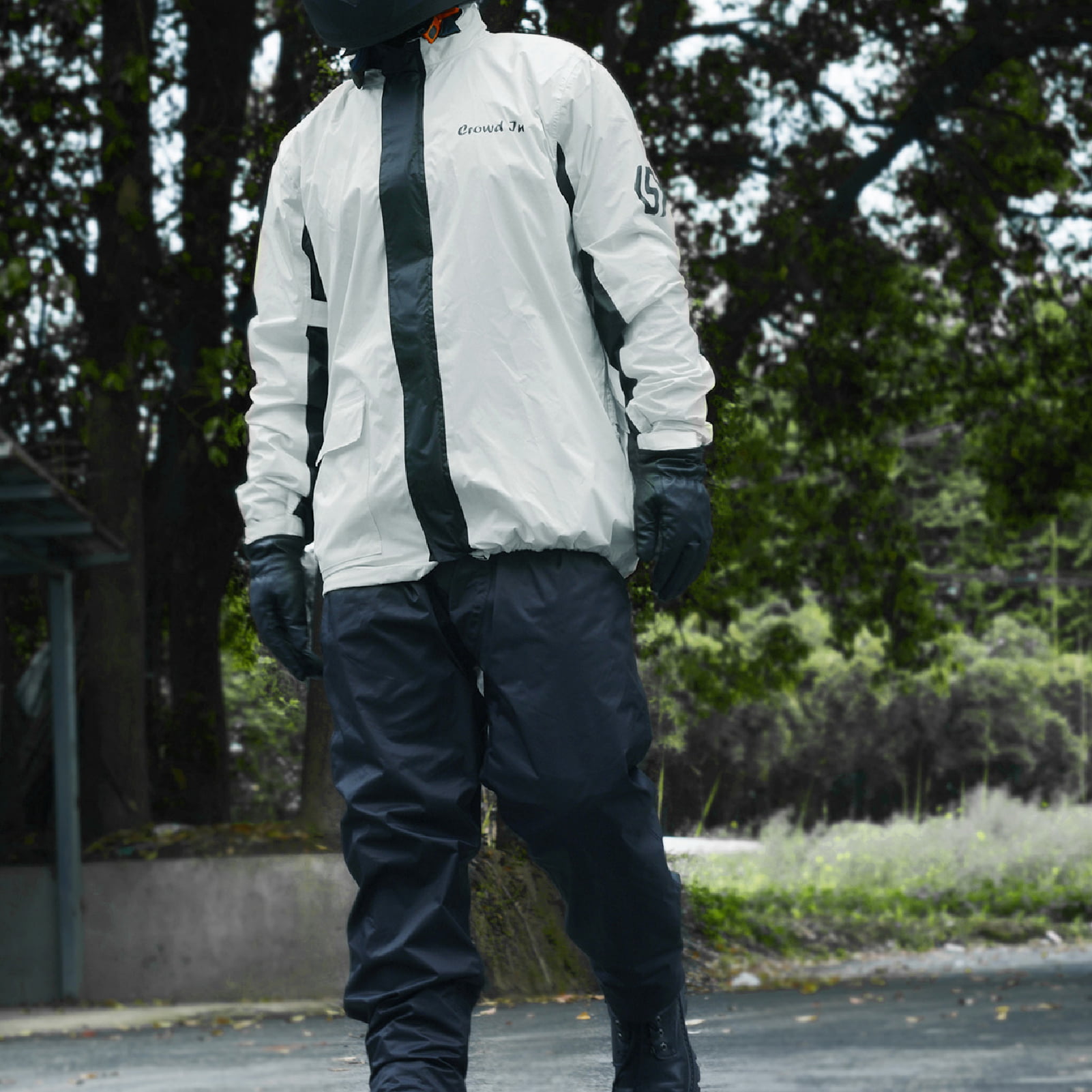 Outdoor Raincoat Bike Jacket Pants Reflective Strip Rainproof Sports Suits M FT 