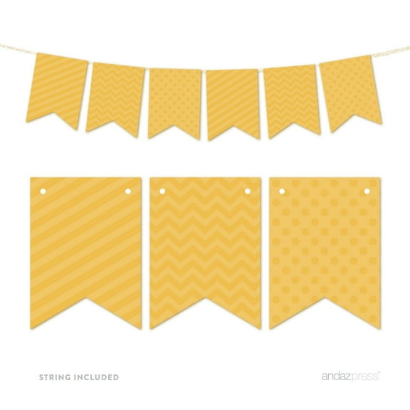 Koyal Wholesale Deep Yellow Hanging Pennant Banner Party Garland Décor