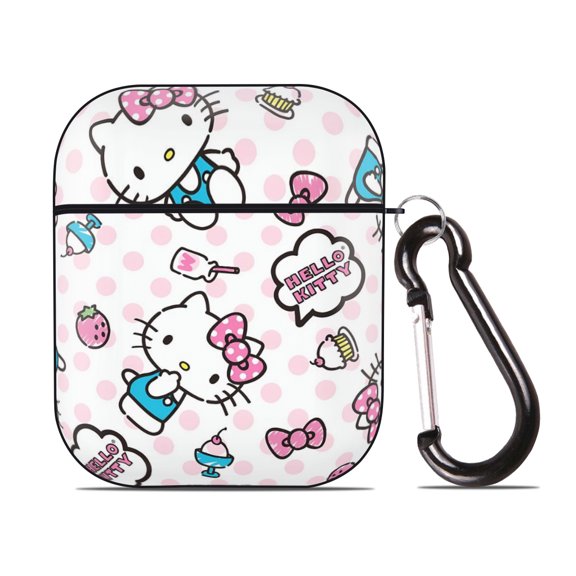 Hello kitty AirPods 2nd Generation Protective Case (Hard Shell Black) AirPods Protective Case PC Protective Case Buckle, Compatible with Apple AirPods 2nd Generation Charging Box