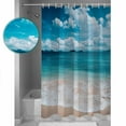 thumbnail image 3 of Small Stall Shower Curtain 36x72 Inch Narrow Half Size Coastal Beach Bath Curtains Bathroom Decor Blue Ocean Summer Sand Mountain Shore Waterproof Fabric Shower Curtain Set with Hooks 36 Inch, 3 of 6