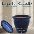 thumbnail image 6 of Sunnydaze Studio 11" x 11" x 10" Round Imperial Blue Ceramic Solid Plant Pot with Saucers (2-Count), 6 of 11
