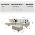 thumbnail image 3 of Golden Furniture 3PCS L Shape Faux Leather Sectional Sofa Set, Living Room Sofa Set with Storage Ottoman and Matching Pillows, 3 of 7