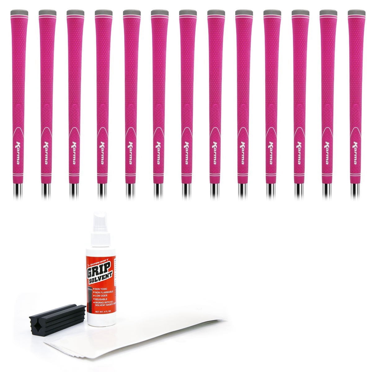 Karma Neion II Grip - Green - 13 pc Grip Kit , Standard Size (with tape, solvent, vise clamp)