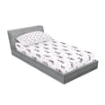 thumbnail image 2 of Ambesonne Animal Fitted Sheet & Pillow Sham Set, Owls on the Branch, Twinxl, Eggplant and White, 2 of 2