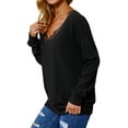 thumbnail image 3 of STARVNC Women Solid Color Lace Spliced Long Sleeves Knitted Top, 3 of 4