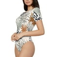 thumbnail image 2 of The Xecao Tropical Leaves Women's Crew Neck Body Suit, a short-sleeved bodysuit and basic swimsuit, both comfort and style for dating and daily life, 2 of 9