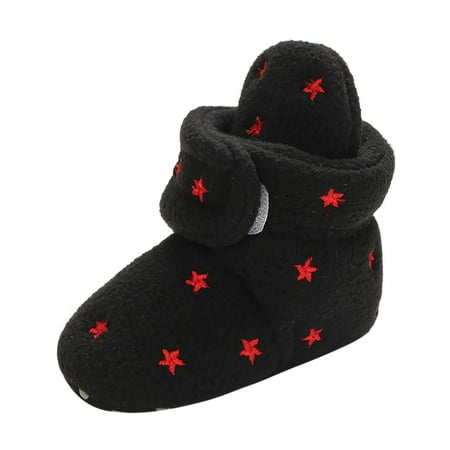 

AnuirheiH Winter Toddler Baby Boys Girls Star Fleece Soft Soled Shoes Toddler Boots Sale Clearance