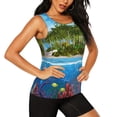 thumbnail image 2 of Fuzoiu Island And Coral Reef Print Women's Workout Tank Top,Athletic Racerback Sports Tank,Tops Sleeveless Running Loose Fit Yoga Tops,Active Shirts for Yoga, Running, and Gym-, 2 of 7