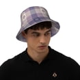 thumbnail image 2 of Balery Purple Floral Gingham Check Plaid Sun Hats for Men Women Bucket Hat UPF 50+ Buckey Hat Boonie Hat Foldable UV Protection Hiking Beach Fishing Summer, 2 of 9