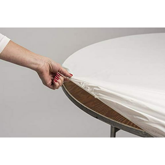 Kwik-Covers 72" Round Fitted Plastic Table Covers, Bundle of 5 (Blue Gingham)