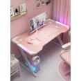 thumbnail image 1 of Nueva mesa de juegos rosa con luz RGB, ancla femenina a la moda, escritorio de ordenador, escritorio de estudio para dormitorio, escritorio negro para niñas y niños, escritorio de 100/120CM, 1 of 4