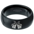 thumbnail image 2 of Tungsten Cheers Beer Drink Band Ring 8mm Men Women Comfort Fit Black Dome Polished, 2 of 4
