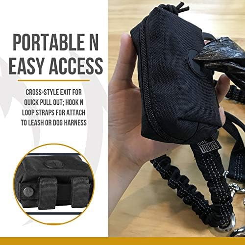 Doggy Poop Bag Holder Zipper Dog Waste Bag Pouch Leash Attachment for Walking Training Running Hiking Black