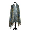 thumbnail image 3 of Paisley Jacquard Scarf Womens Fashion Shawl Long Soft Accent Wrap In Blue/Gold, 3 of 4