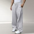 thumbnail image 4 of Men's Loose Wide Leg Pants Drawstring Waist Loose Sweatpants with Pockets, 4 of 8