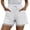 White(Womens Shorts), variant on GUACER Casual Shorts for Women High Waisted Boho Drawstring Beach Shorts with Eyelet Cutout Hem & Big Pockets