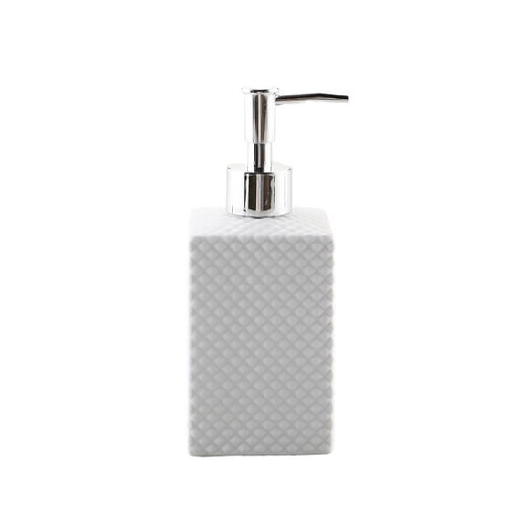 Dispensador de jabón de cerámica cuadrado blanco suave for baño, cocina, comercial Dispensador de jabón de cerámica de 480 ml Dispensador de jabón líquido for manos con diseño de escala