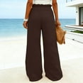 thumbnail image 5 of Babcutegg Womens Linen Pants Wide Leg Soild Color Regular Fit Cotton Linen Side Pockets Summer Clothes for Women Brown Size XL, 5 of 8