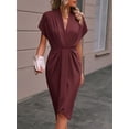 thumbnail image 3 of EASYBRAUS Women V Neck Sleeveless A Line Midi Dress Solid Color Spring Summer 2024 Elegant Casual S-XL, 3 of 5