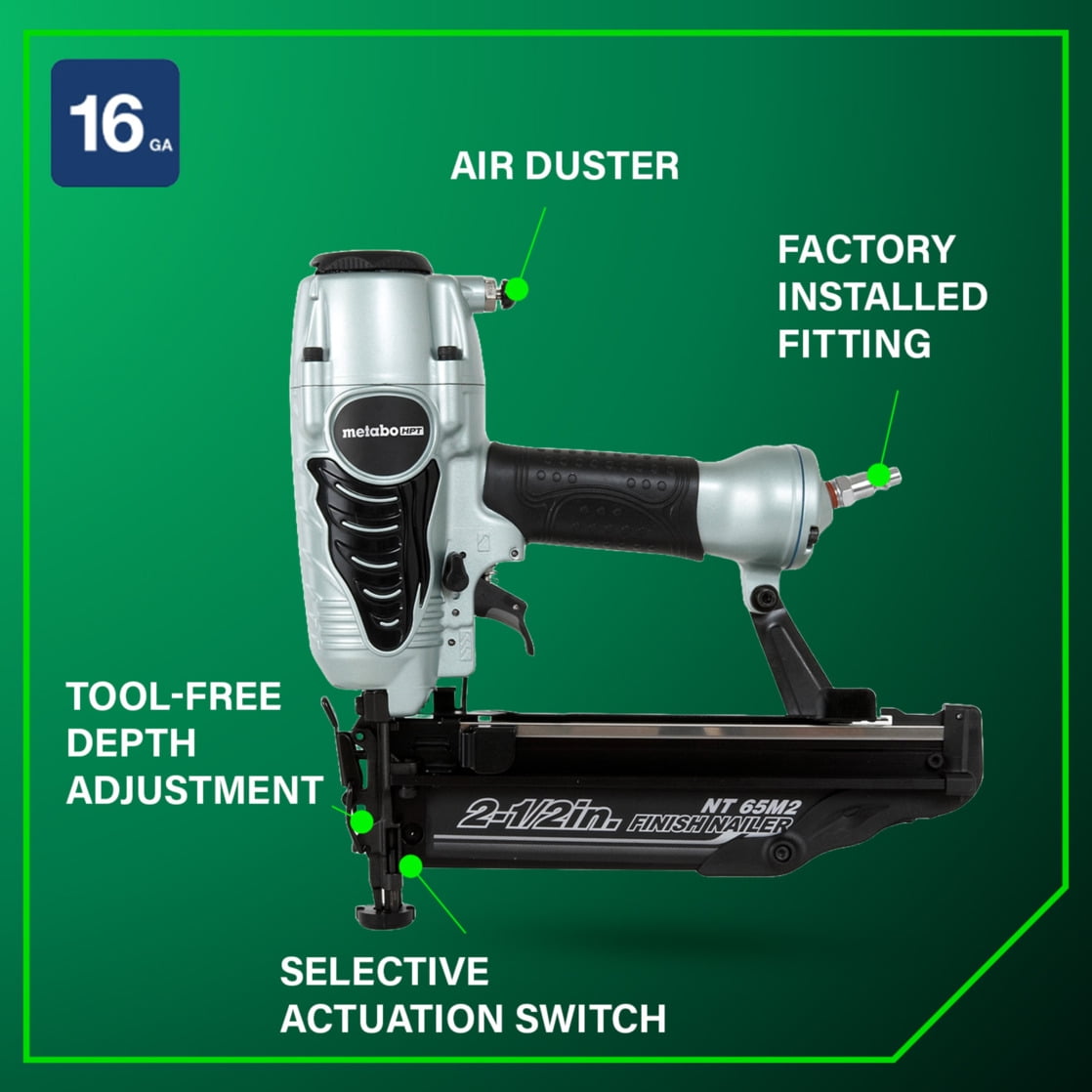 Metabo HPT Pneumatic 16-Ga Finish Nailer, 2-1/2-In, NT65M2S