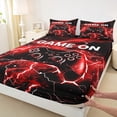 thumbnail image 3 of jejeloiu 3D Gamepad Controller Queen Sheet Sets,Teens Video Game Flat Sheet,Red Black Queen Fitted Sheet For Boy Kids,Breathable Home Decor,4 Pieces, 3 of 7