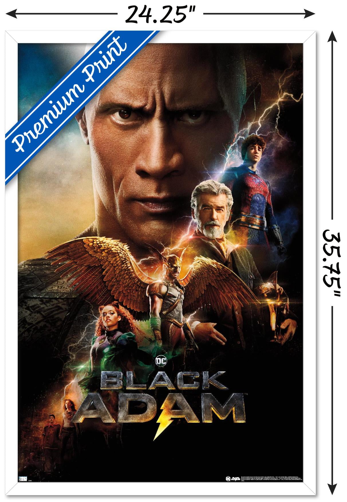 DC Comics Movie Black Adam - Group One Sheet Wall Poster, 22.375" x 34" Framed