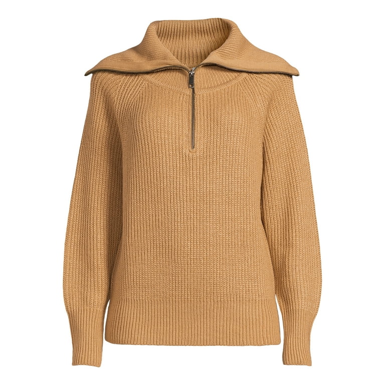 RD Style Women's Quarter Zip Sweater with Extended Collar RD Style Women's Quarter Zip Sweater with Extended Collar