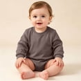 thumbnail image 3 of Kezqiaxn Newborn Onesies Crew Neck Long Sleeve Bodysuit Solid Color Cotton Rompers Fall Winter Baby Clothes 0-24Months, 3 of 7
